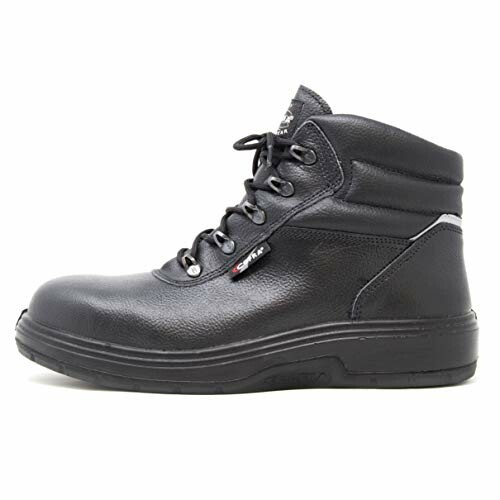 Black leather safety boot with laces