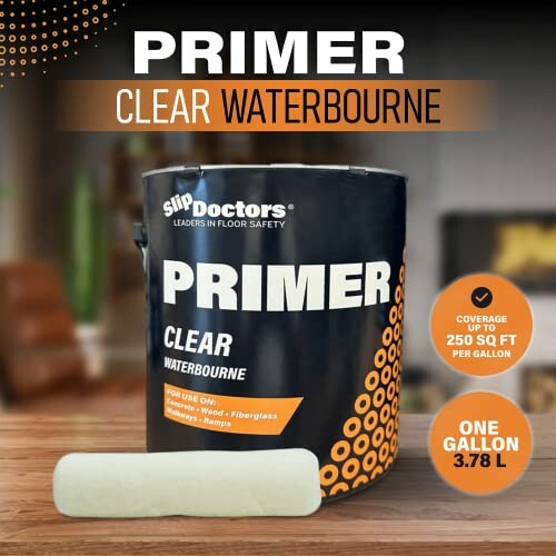 Clear waterborne primer with roller, 250 sq ft coverage, 3.78L.